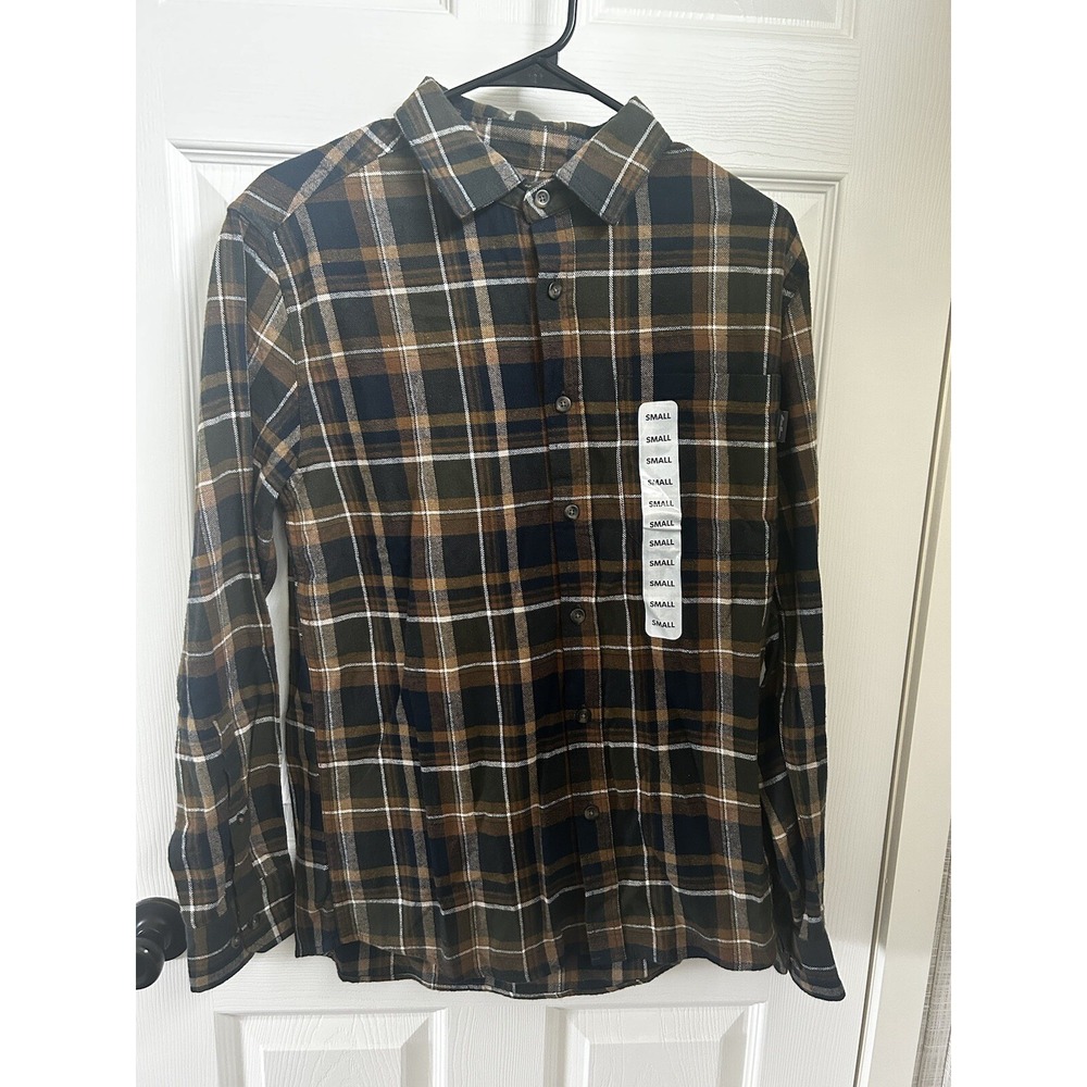 Eddie Bauer Men's Classic Fit Flannel Shirt Small New Rosin Loden Plaid BxMM